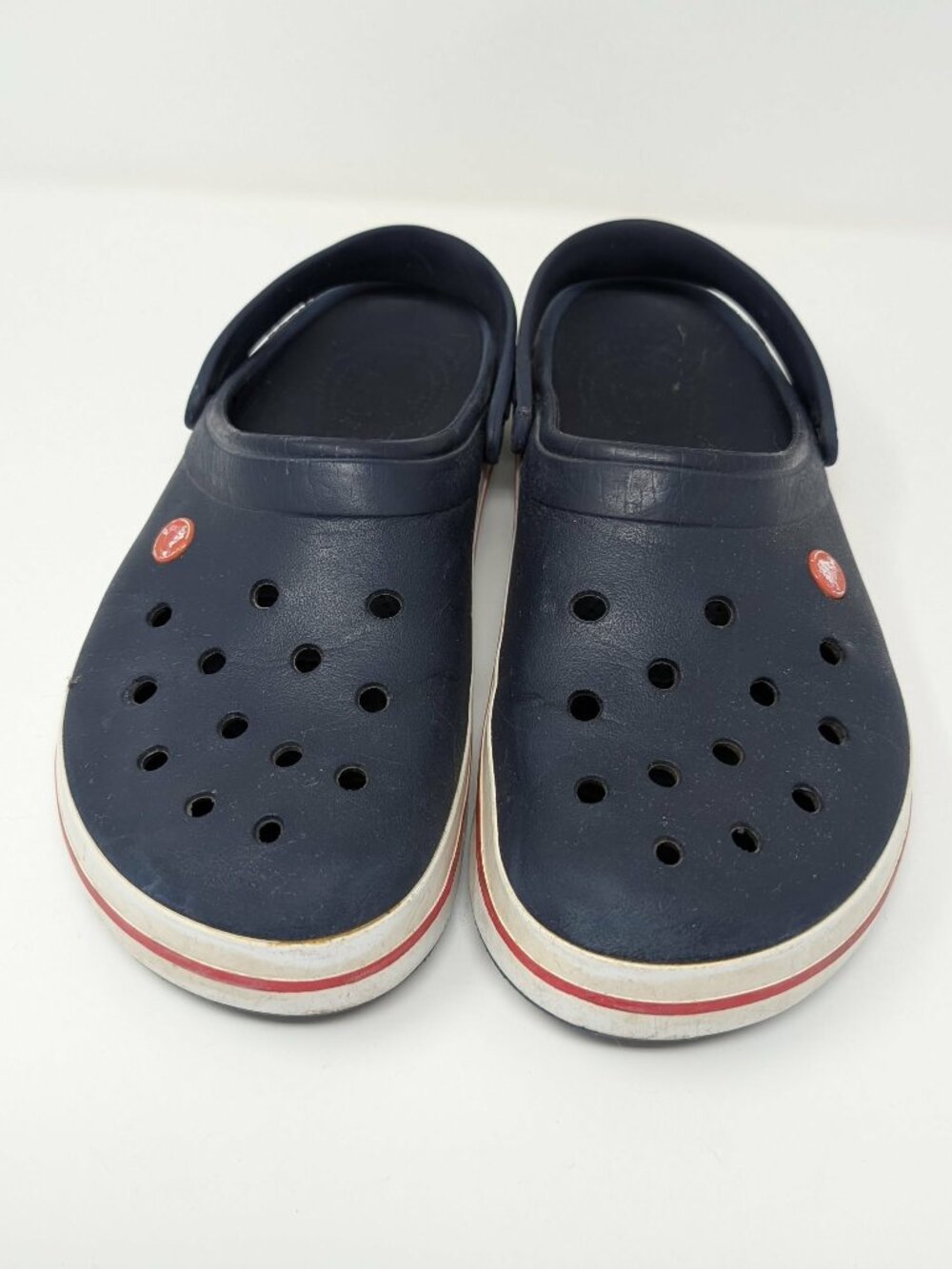 Crocs Crocband style Men's size 13 Blue, white and red